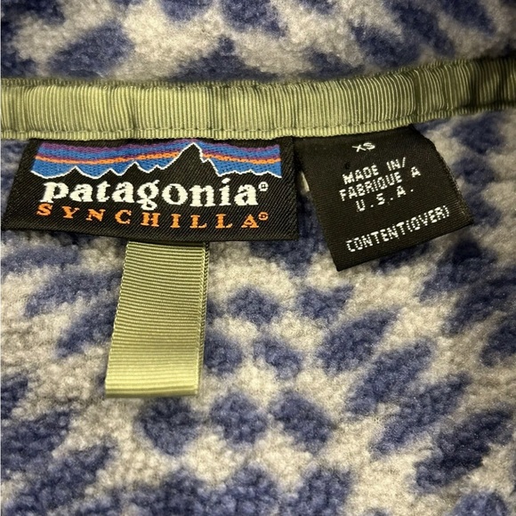 Vintage 1998 Patagonia Synchilla Snap-t P’op Aztec True Blue Size XS Made in USA - Picture 8 of 9